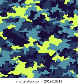 Camouflage texture seamless pattern. Abstract modern military camo background for fabric and fashion textile print. Vector illustration.