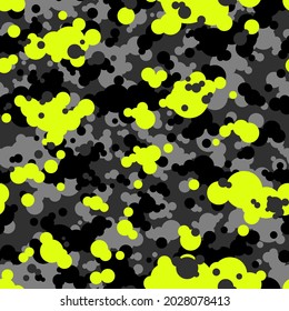Camouflage texture seamless pattern. Abstract modern endless camo texture with spot of circles. Vector illustration.