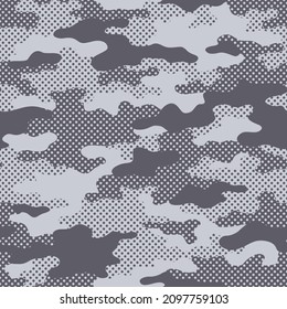 Camouflage texture seamless pattern. Abstract modern endless dotted military background for fabric and fashion textile print. Vector illustration.