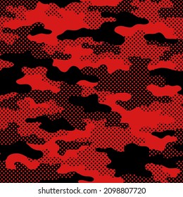 Camouflage texture seamless pattern. Abstract modern endless dotted military background for fabric and fashion textile print. Vector illustration.