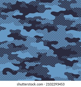 Camouflage texture seamless pattern. Abstract modern endless dotted military background for fabric and fashion textile print. Vector illustration.