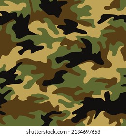 Camouflage texture seamless pattern. Abstract modern military camo ornament for fabric and fashion textile print. Vector background.