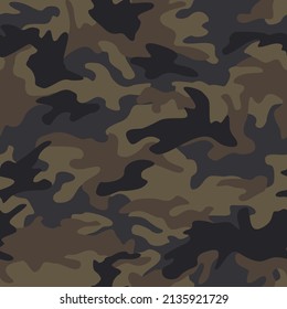 La textura de camuflaje es un patrón sin fisuras. Resumen del adorno de camo militar moderno para tela y moda de impresión textil. Fondo vectorial.