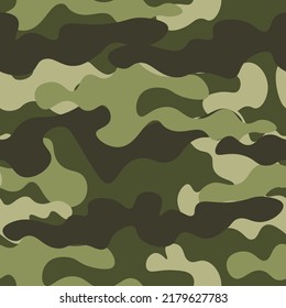 Camouflage texture seamless pattern. Abstract modern military camouflage background for fabric and fashion textile print. Green color. vector illustration.