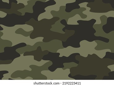 Camouflage texture seamless pattern. Abstract modern military ornament for army and hunting print. Vector background.