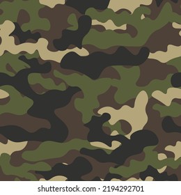 Camouflage texture seamless pattern. Abstract modern military camo background for fabric and fashion textile print. Vector illustration.
