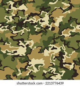 Camouflage texture seamless pattern. Abstract modern military camo background for fabric and fashion textile print. Vector illustration.