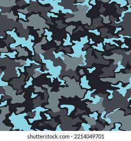 Camouflage texture seamless pattern. Abstract modern military camo background for fabric and fashion textile print. Vector illustration.