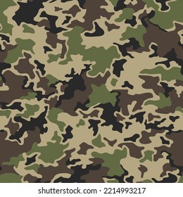 Camouflage Textur nahtlose Muster. Abstrakter, moderner Militärhintergrund für Stoff- und Modetextilien. Vektorgrafik.