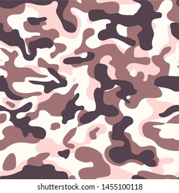 Camouflage texture seamless pattern. Beige modern pattern. Dark and beige spots on milky background. Print on clothes for fabric on paper for textiles. Vector
