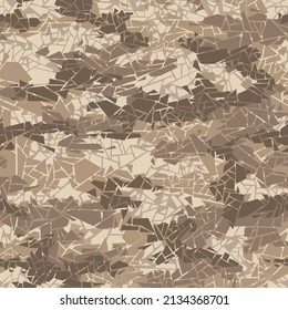 Camouflage texture seamless pattern with chaotic tiles. Abstract modern military ornament for fabric and fashion textile print. Vector background.