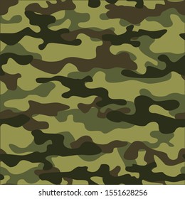 Camouflage texture seamless pattern. Classic army ornament. Military background. Print. Vector