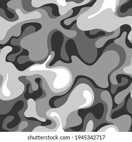 Camouflage texture seamless pattern with curve spots. Abstract military endless camo background for fabric and fashion textile print. Vector illustration.