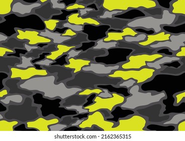 La textura de camuflaje es un patrón sin fisuras con manchas de curva. Resumen de un fondo militar interminable moderno para tela y moda impresa. Ilustración vectorial.