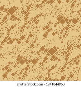 Camouflage texture seamless pattern. Dotted pixel endless camo military ornament of square tiles. Modern abstract vector background.