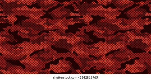 Camouflage texture seamless pattern with grid. Vector camouflage pattern for clothing design. Trendy camouflage military pattern.	