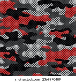 Camouflage texture seamless pattern with grid, Abstract modern endless military background for fabric and fashion textile print, Vector illustration