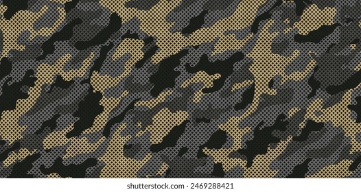 Textura de camuflaje patrón sin fisuras con rejilla. Patrón de camuflaje de Vector para el diseño de ropa. Patrón militar de camuflaje de moda.	