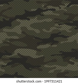 Textura de camuflaje sin fisuras con rejilla.Resumen del fondo militar interminable moderno para tela e impresión textil de moda. Ilustración del vector