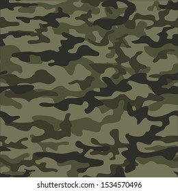 Camouflage texture seamless pattern. Military ornament. Army background. Hunting, fishing. Clothing.