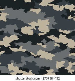 Camouflage texture seamless pattern. Military abstract endless camo background. Ornament for fabric and vinyl wrap print. Vector illustration.
