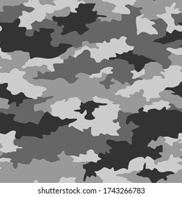 La textura de camuflaje es un patrón sin fisuras. Fondo de camo sin fin, abstracto y militar. Ornamento para la impresión de tela y envoltura de vinilo. Ilustración vectorial.