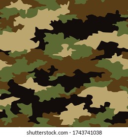 Camouflage texture seamless pattern. Military abstract endless camo background. Ornament for fabric and vinyl wrap print. Vector illustration.