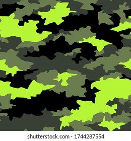 Camouflage texture seamless pattern. Military abstract endless camo background. Ornament for fabric and vinyl wrap print. Vector illustration.