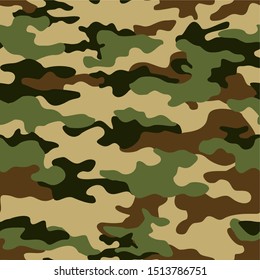 Camouflage texture seamless pattern. Print on fabric on paper. Hunter ornament. Vector