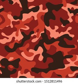 
Camouflage texture seamless pattern. Red. Fashion. Modern. Print on fabric and clothes. Textile. Vector