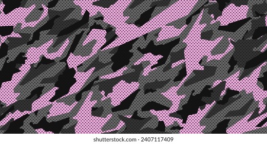 La textura de camuflaje es un patrón sin fisuras con rejilla triangular. Patrón de camuflaje vectorial para el diseño de ropa. Patrón militar de moda. 