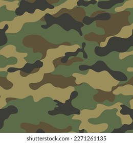 
Camouflage texture, trendy seamless pattern, army military uniform, endless print. Disguise