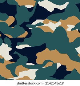 Camouflage themed seamless vector print design. Can be used for baby and kid, teen t-shirt print, print design, kids wear, baby shower, poster, wallpaper, celebration, greeting and invitation.