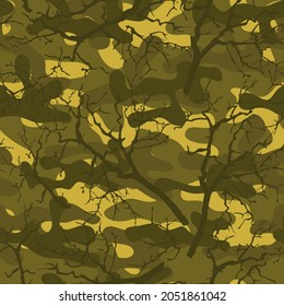 Camouflage with tree branches. Vector.
