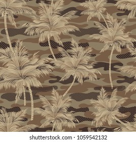 Camouflage tropical palm trees pattern