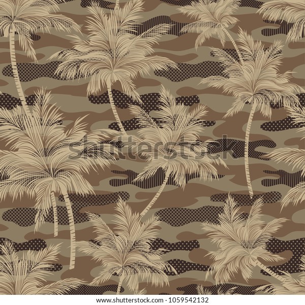 Camouflage Tropical Palm Trees Pattern Stock Vector (Royalty Free ...