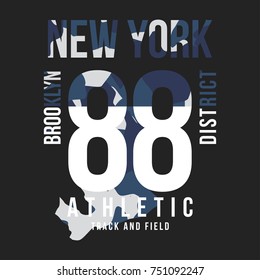 Camouflage typography for t-shirt print. New York, varsity, athletic t-shirt graphics. Vector