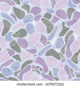 Camouflage under the square-diagonal grid. Seamless editable pattern. Unique disguise.