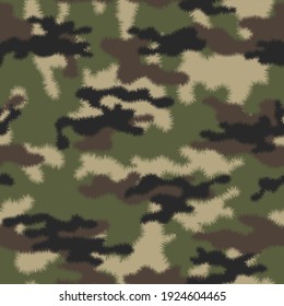 Camouflage vector military seamless texture. Soft plush design. Ornament