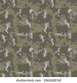 Camouflage, vector pattern. Classic urban style, masking camo repeat print. Grey, khaki and olive green colors in paintball camoflage texture. Wallpaper, backdrop, cover etc.