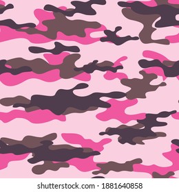 
Camouflage vector pink background trendy print for girls. Modern design.