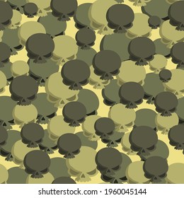 Camouflage vector seamless background, skull pattern. Fashionable print.
