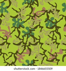 Camouflage vector seamless pattern background. Art continuous illustration. Hand drawn abstract art modern