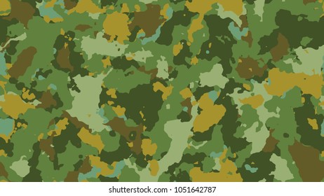 Camouflage vector seamless pattern. Military texture illustration. Camo clothing while hunting. Khaki design style for t-shirt.