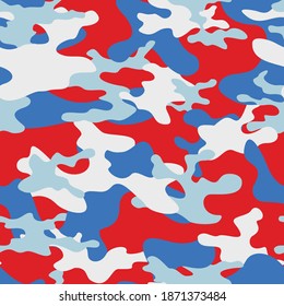 
Camouflage vector seamless pattern red blue white spots winter background