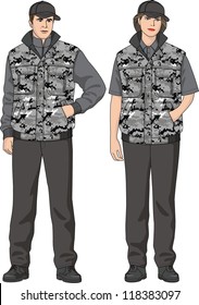 Camouflage waistcoat for the man and the woman