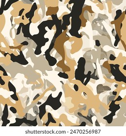 Camouflage watercolor seamless pattern. Trendy style camo, repeat print.  Design element for sale banners, posters, labels, and gift wrapping paper.