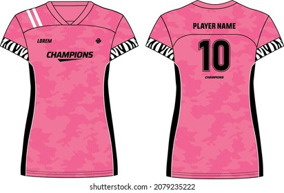 Women Sports t-shirt Jersey design concept Illustration Vector suitable for  girls and Ladies for Soccer, netball, Football, Volleyball, tennis,  badminton and e-Sports jersey uniform Stock Vector