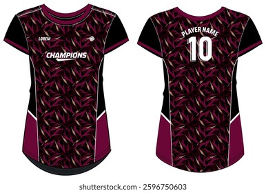 Camouflage Women Sports t-shirt Jersey design Flat sketch Illustration Vector suitable for girls and Ladies for badminton, Soccer, netball, Football, tennis, Volleyball jersey uniform sport kit
