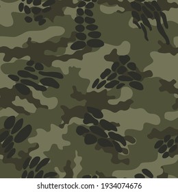 Camouflage woodland vector pattern, military texture. Fashionable print on clothes, paper, fabric.